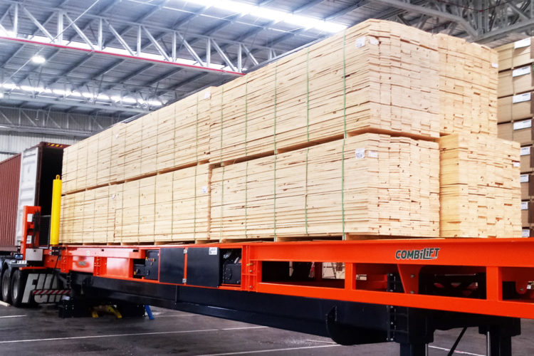 Combi-Css with full load of timber ready to be loaded into container