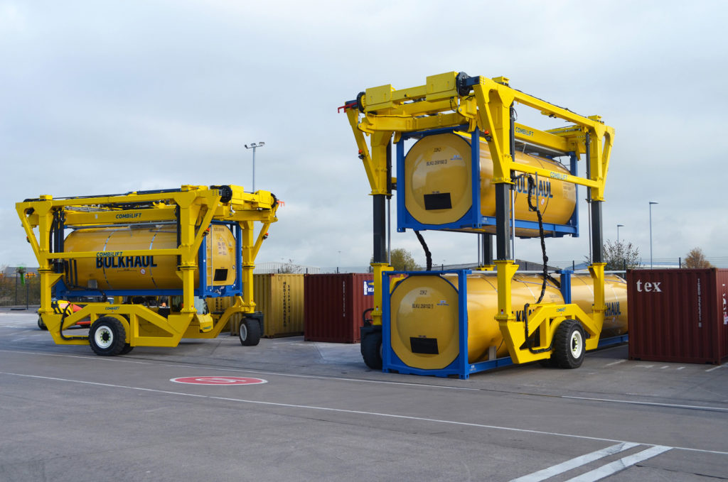Three Combilift Straddle Carriers